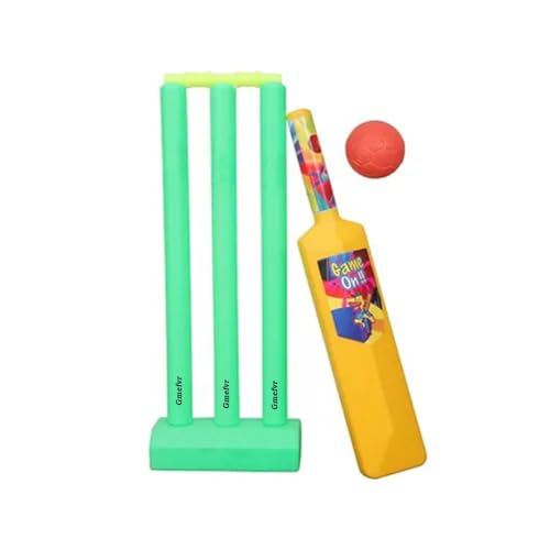 Gmefvr Cricket Set for Kids 2 to 5 Year Sports Toys 1 Bat, 1Balls,3 wickets, Wicket Stand and bails (Kid)