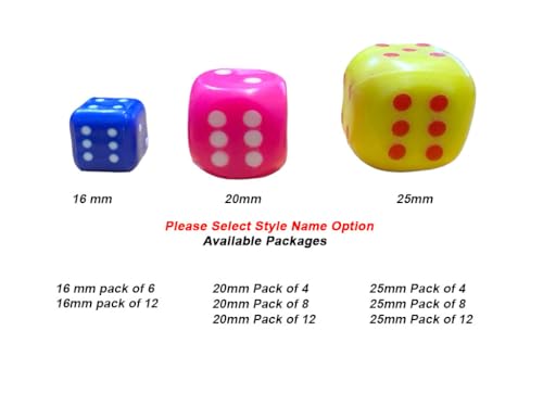 Version 1.0.0 Gmerfvr Six Sided Multi Color Dice for Playing Ludo Snake Ladder Board Games and Poker Chip Set Availble for 3 Size (25mm Pack of 4)