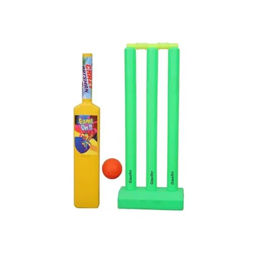 Gmefvr Cricket Set for Kids 2 to 5 Year Sports Toys 1 Bat, 1Balls,3 wickets, Wicket Stand and bails (Kid)