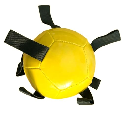 Gmefvr Dog Football Yellow Color with Black Holding Loops (Yellow Size 2, Small)