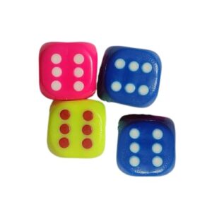Gmerfvr Six Sided Multi Color Dice for Playing Ludo Snake Ladder Board Games and Poker Chip Set Availble for 3 Size (25mm Pack of 4)