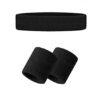 Headband and Wristband Set Black sweatband