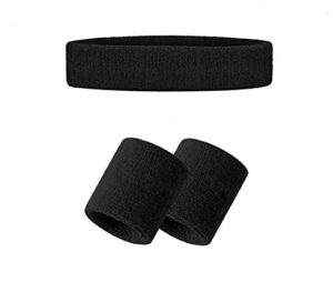 Headband and Wristband Set Black sweatband