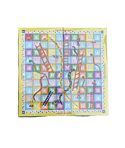 Gmefvr 2in1 Ludo - Snakes & Ladders (Saap Seedhi) Travel Game Set with Dice for Kids/Adults | Fun, Strategy, Brain Teaser Game (Multicolour) 13" x 13" Inches