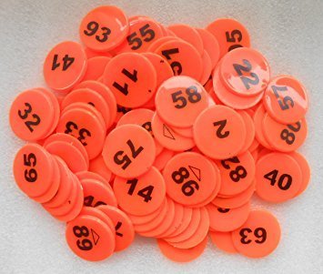 Version 1.0.0 Gmefvr Plastic Numerical Token Coins 1 to 100 Number Coins Used in Multiple Works Games picnics Parties Bingo chip (Multi)