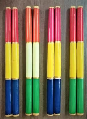 Dandiya Sticks Wooden Multi Color set of 2