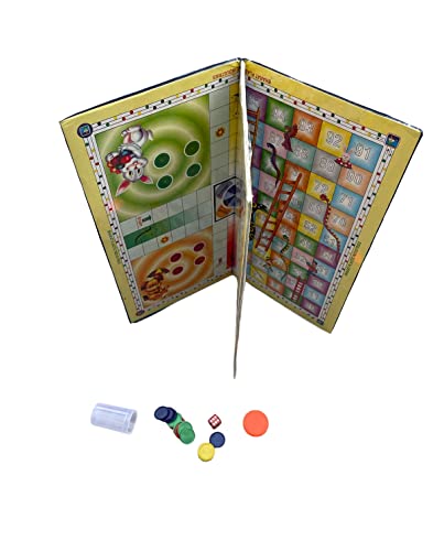Gmefvr 2in1 Ludo - Snakes & Ladders (Saap Seedhi) Travel Game Set with Dice for Kids/Adults | Fun, Strategy, Brain Teaser Game (Multicolour) 13" x 13" Inches