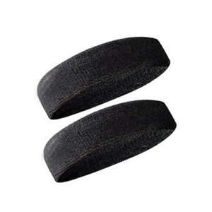 Gmefvr Sports Headband Pack of 2 | Black for Men, Women 18 to 28 inch | Sweatband