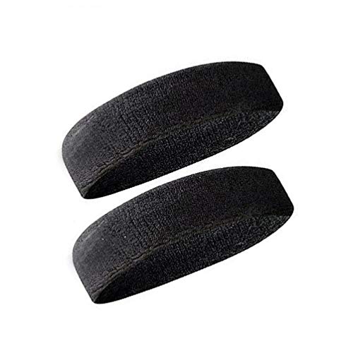 Version 1.0.0 Gmefvr Sports Headband Pack of 2 | Black for Men, Women 18 to 28 inch | Sweatband
