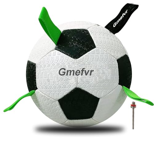 Gmefvr Dog Football White and Black Color with Holding Loops (White and Black, 3)