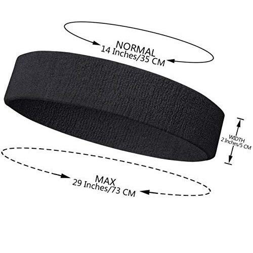 Version 1.0.0 Gmefvr Sports Headband Pack of 2 | Black for Men, Women 18 to 28 inch | Sweatband