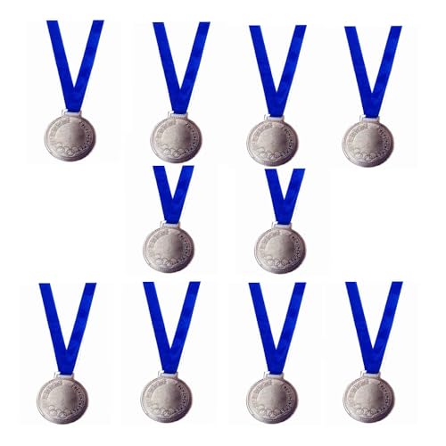 Ciko Medal 2.2" Pack of 10 School Winners, Sports, Athletic Games and Corporate Reward RNR (Silver)
