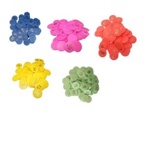Gmefvr Plastic Numerical Token Coins 1 to 100 Number Coins Used in Multiple Works Games picnics Parties Bingo chip (Multi)