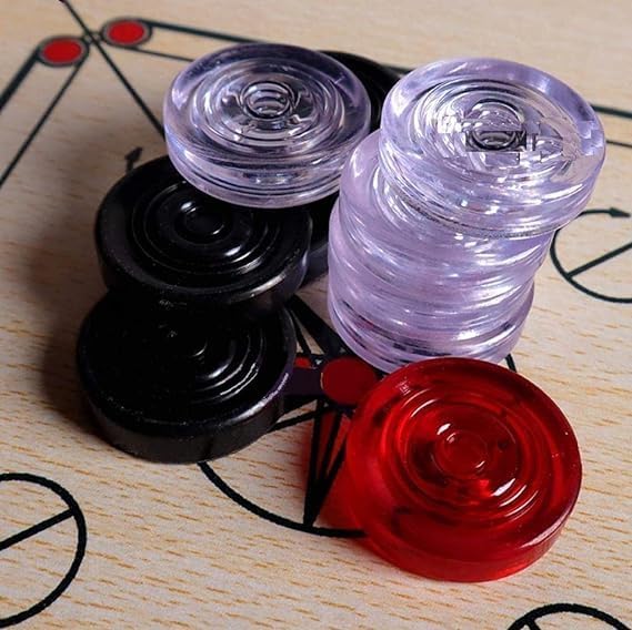 Version 1.0.0 Gmefvr Carrom Board Coins + 1 Striker Plastic Crystal and Wooden (Acrylic)