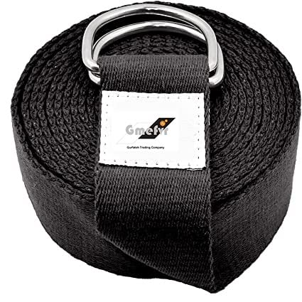 Version 1.0.0 Gmefvr Yoga Belt for Women and Men - Yoga Strap for Stretching with Extra Safe Adjustable D-Ring Buckle - Durable and Comfy Texture - Perfect for Your Yoga Session 6ft (Black)