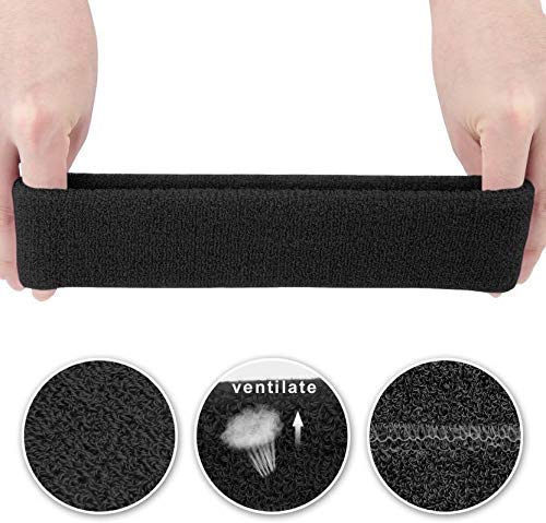Version 1.0.0 Gmefvr Sports Headband Pack of 2 | Black for Men, Women 18 to 28 inch | Sweatband