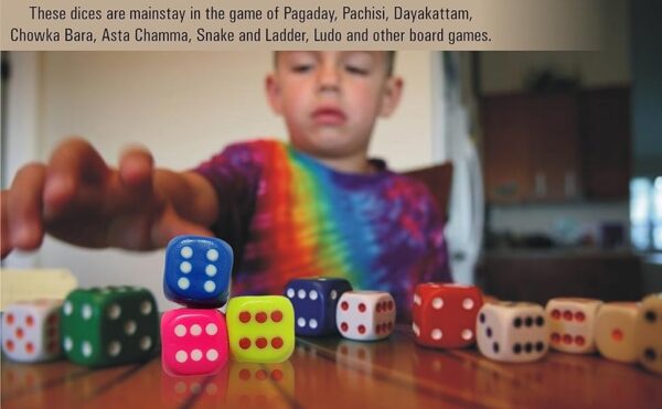 Version 1.0.0 Gmerfvr Six Sided Multi Color Dice for Playing Ludo Snake Ladder Board Games and Poker Chip Set Availble for 3 Size (25mm Pack of 4)