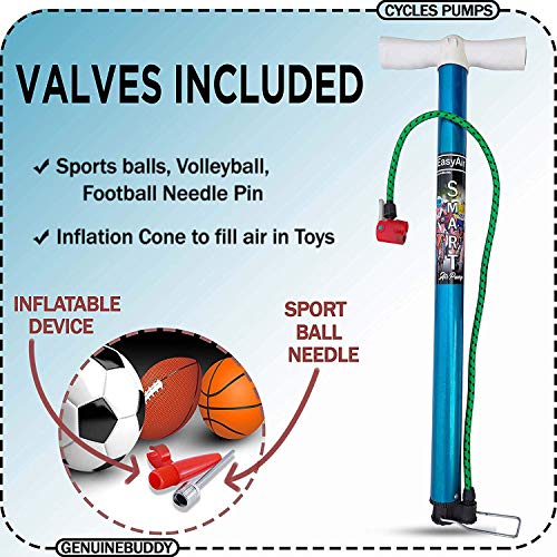 Version 1.0.0 Gmefvr Metal Cycle, Bicycle, Car, Football, Volleyball, Basketball, Nozzle Air Pump with 1 Football Air Pin (Multicolour)
