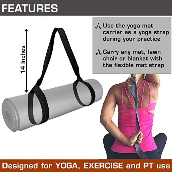 Version 1.0.0 Yoga Mat Strap Black Color Nylon Strap pack of 2