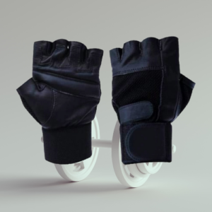 Gym Leather Gloves Black With Wrist Support